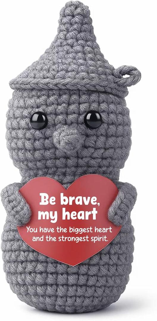 Handmade Crocheted Tin Man Doll, Graduation Gifts for Her, Him, Son, Daughter, Encouragement Gift for Friend, 'Be Brave My Heart' Keepsake, Class of 2024, New Job, Emotional Support Desk Decor