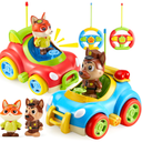 lalalark 2 Pack Remote Control Car for Toddlers, RC Cars with Cartoon Figure, Kids Toy Bumper Cars with LED Lights and Sounds, Light Up Car with Music, Christmas Birthday Gift for Boys Girls