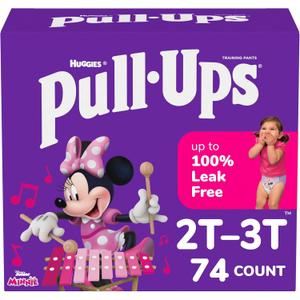 Pull-Ups Girls' Potty Training Pants, Size 2T-3T Training Underwear (16-34 lbs), 74 Count