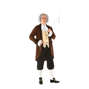 Morph Benjamin Franklin Costume With Wig Founding Fathers Costume Adult Colonial Outfit Men Ben Franklin Outfit Men, Large
