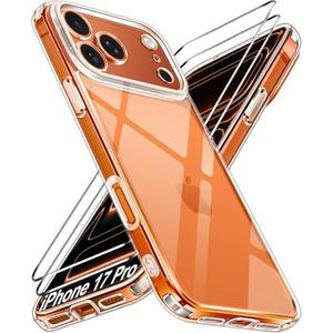 ivoler 3-in-1 Clear Case Designed for iPhone 17 Pro 6.3'' 2025 with 2 Pack Tempered Glass Screen Protector, Military Shockproof Hard Back Slim for iPhone 17 Pro Cover - Clear