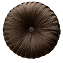 Round Throw Pillow Velvet Home Decoration Pleated Round Pillow Cushion for Couch Chair Bed Car (Brown)