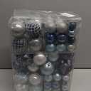 100pcs Blue and Silver Christmas Ornaments Set for Tree, Shatterproof Plastic Christmas Ball Ornaments Luxury Hand-Painted Xmas Decorations Indoor & Outdoor for Holiday Wedding Party (Blue & Silver)