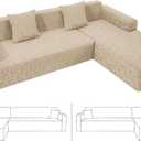 ZNSAYOTX Stretch Sectional Couch Covers New-Triangle Texture, Thick Slipcovers with Elastic Bottom for L Shape Sectional Sofa, 2 Pc Pet Friendly Universal Protector for(Sofa or Chaise), Khaki