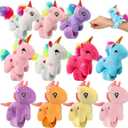 12 Pcs Unicorn Slap Bracelets Plush Animal Bracelets Bulk 8 Inch Furry Slap Band Stuffed Animals for Boys Girls Unicorn Party Favors Birthday Gifts