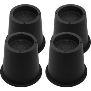 4 Pack Bed Risers Furniture Risers 4 inch Heavy Duty, Bed Lifts Risers for Table, Couch, Desk, Chair Legs, Refrigerator, Bed Frame Risers Supports Up to 3,300 Lbs (Black-trapezoid)