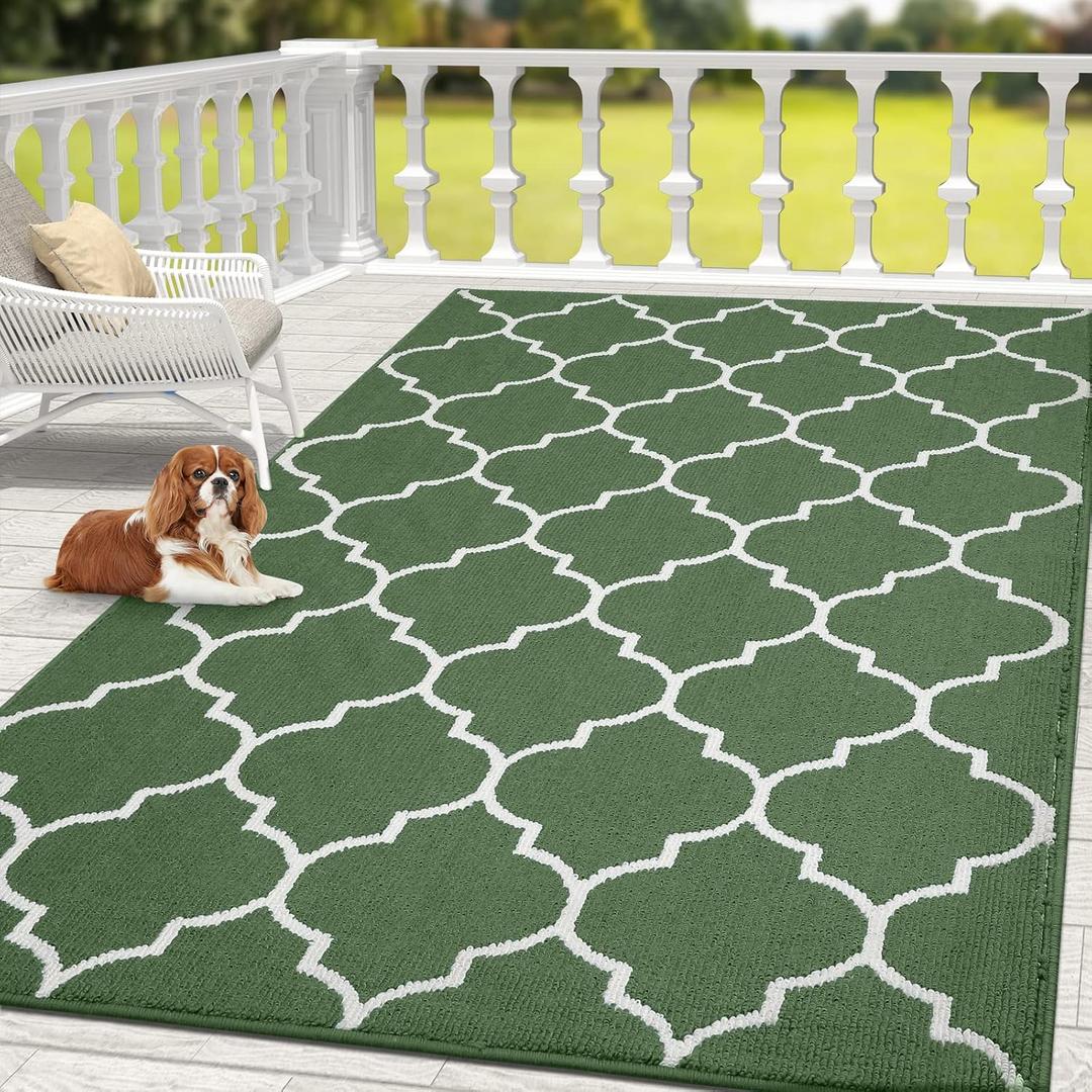 OLANLY Indoor Door Mat, 71x47, Non-Slip Absorbent Resist Dirt Entrance Mat, Washable Low-Profile Inside Floor Doormats for Entryway, Green