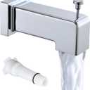 Slide-On Diverter Tub Spout - Sleek Square Design for Bathroom, Fits 1/2" Copper Pipe (5/8" OD), Child-Safe Rounded Edges, Easy Installation, Chrome