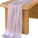 Ling's Moment 14Ft Light Purple Chiffon Like Table Runner Sheer Lilac Table Runner for Wedding Reception Rustic Boho Wedding Party Bridal Shower Purple Lavender Tablecloths Decorations