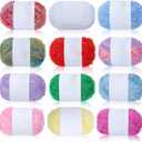 12 Skeins Scrubby Yarn for Dishcloths Rainbow Sparkly Yarn for Crocheting Knitting Dishwashing Dishcloths Craft Project (Light Color)