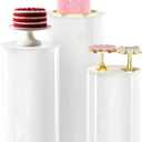 White Cylinder Pedestal Stands - 3 Pieces - White Party Cylinder Table for Wedding Party or Babyshower - Party Decor - 35.4''(L),29.5''(M),23.6''(S)