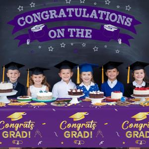 Slergut Graduation Party Decorations 2025, 3 Pack Graduation Tablecloth 54"x108", 2025 Graduation Party Table Decorations Blue, Graduation Party Supplies Plastic Tablecloth Congrats Grad Decorations