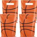 3 x Hxezoc 50 Pieces Basketball Goodie Bags with Handle, Plastic Treat Candy Bag Sport Favor Bags For Kids Birthday Party Decoration Supplies, 1 Count