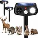 Solar Ultrasonic Deer & Rabbit Repeller, Motion Activated, 2 Pack | LED Strobe Light, Flower Bed Protection, Waterproof Design, Gardens & Landscaping