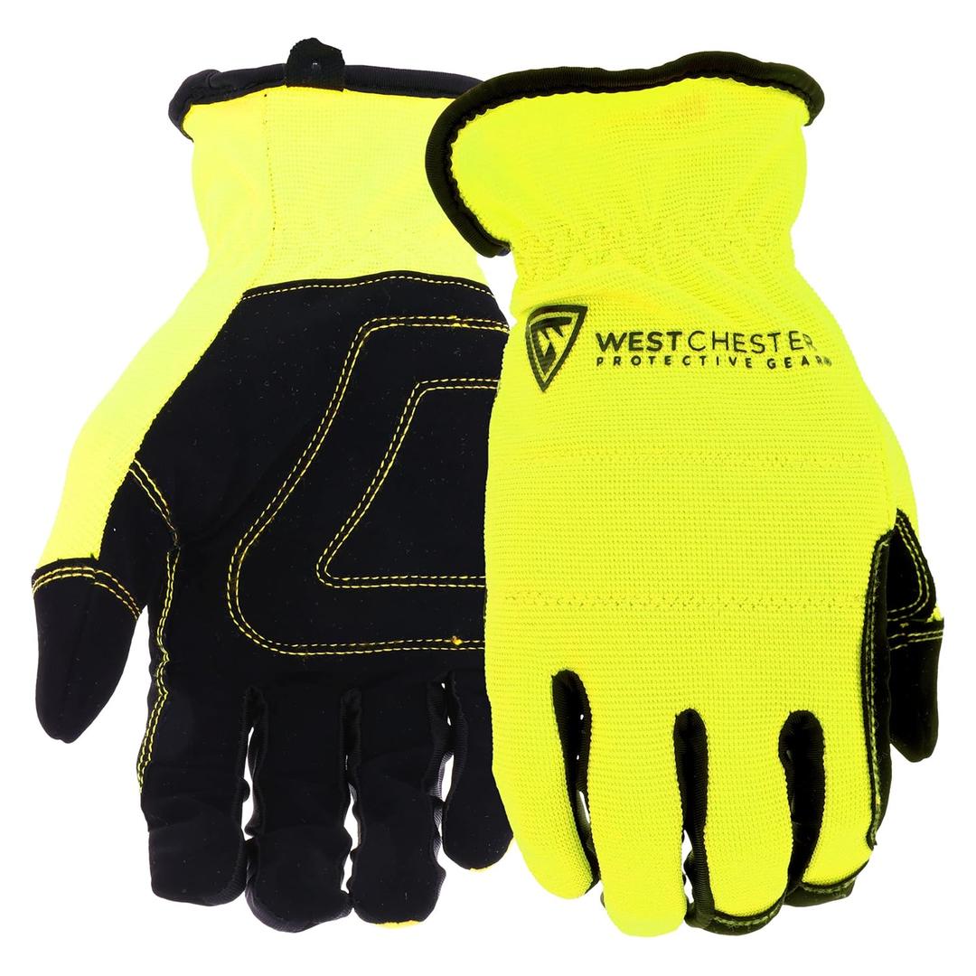 West Chester Men's 2-Pack High Dexterity Economy Work Gloves, Padded Knuckle, Synthetic Leather Palm, Assorted Colors, Blue/Green