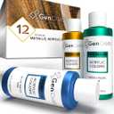 GenCrafts Metallic Acrylic Pouring Paint 12 Colors Pre-Mixed High Flow & Ready to Pour - 2 oz./60 ml Bottles - Multi-Purpose Paints for Canvas, Paper, Rocks, Wood