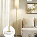 Aulaiyi Gold Floor Lamp,Modern Floor Lamps for Bedroom,Standing Lamp with Marble Base,LED Bulb Included,Tall Dimmable Floor Lamp for Living Room,Bedroom,Office,Reading and Nursery