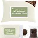 20x26 Large Organic Buckwheat Pillow with Dual-Layer Pillowcase and Extra Tartary Buckwheat Hulls, Adjust Height and Firmness, Neck Support Pillow for Back and Side Sleepers (Off-white)