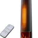 Tower space heater with fireplace - Electric Space Heater Large Room with 3D Flame, Portable Tower Space Heaters for Office, Bedroom, 2 Modes, Thermostat, Tip-over Protection, Oscillation (Black)
