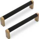 10 Pack Matte Black and Champagne Bronze Cabinet Pulls knurled 5 Inch Hole Centers Kitchen Cabinet Handles Drawer Pulls Cabinet Hardware