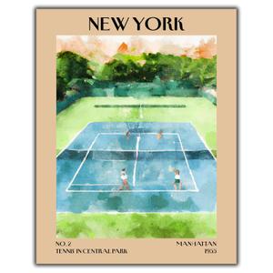 Retro Vintage New York Wall Art Print - 11x14 Unframed Poster - New York City Souvenirs, Cute Trendy Colorful Wall Decor (Tennis Courts, 11x14")