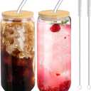 Glass Cups with Lids and Straws, Iced Coffee Cup, 20 oz, 2 Pack
Two 20 oz Can-Shaped Cups with Bamboo Lids, Straws for Everyday Cold Brew and Beer, Glass Coffee Cups