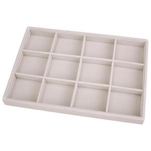 Mornajina 12 Grids Velvet Jewelry Tray Jewelry Display Tray, Stackable Empty Plate Trays for Earrings Necklaces Bracelet Rings Display Showcase - Beige