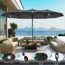 AreShark 13 FT Patio Umbrella with Solar Lights, Double-Sided Outdoor Table Umbrellas with Crank, Large Rectangular Market Umbrella for Porch, Lawn, Pool, Backyard, Gray, 6.5x13 Ft