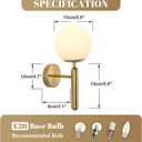 KCO Lighting Milk Glass Globe Wall Sconce Mid Century Brushed Brass Wall Sconces Modern Gold Wall Light Vintage Bathroom Vanity Light Fixtures for Bedroom Hallway