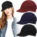 Geyoga 3 Pieces Soft Breathable Newsboy Cap for Women Chemo Headwear Oversized Slouch Hat with Brim for Women Ladies