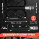 Mountain Bike Pedals, Road Bike Pedals & Bicycle Pedals – Lightweight 9/16" Aluminum Flat Pedals for Adults & Kids with 3 Sealed Bearings & 5 Anti-Skid Pins