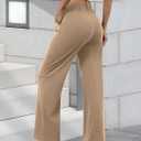 COPYLEAF Womens Dress Pants Wide Leg Stretchy Work Pants with Pockets Elastic Waist Pleated Front Business Casual Slacks(Light Coffee XL)