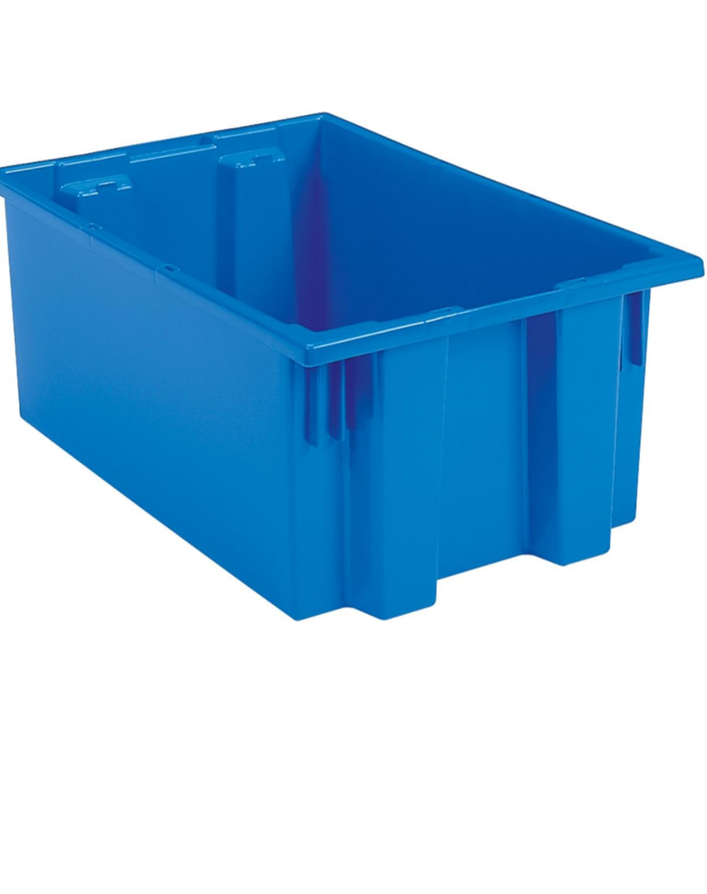 Nest and Stack Plastic Storage Container and Distribution Tote, (19-1/2-Inch L x 15-1/2-Inch W x 10-Inch H), Blue