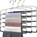 Pants Hangers 3 Pieces,5 Tier Closet Organizers and Storage Clothes Hanger,Hangers Space Saving with Swing Arm,Multiple Metal Hanger Clothes Organization for Pants Trousers Jeans Leggings Slacks