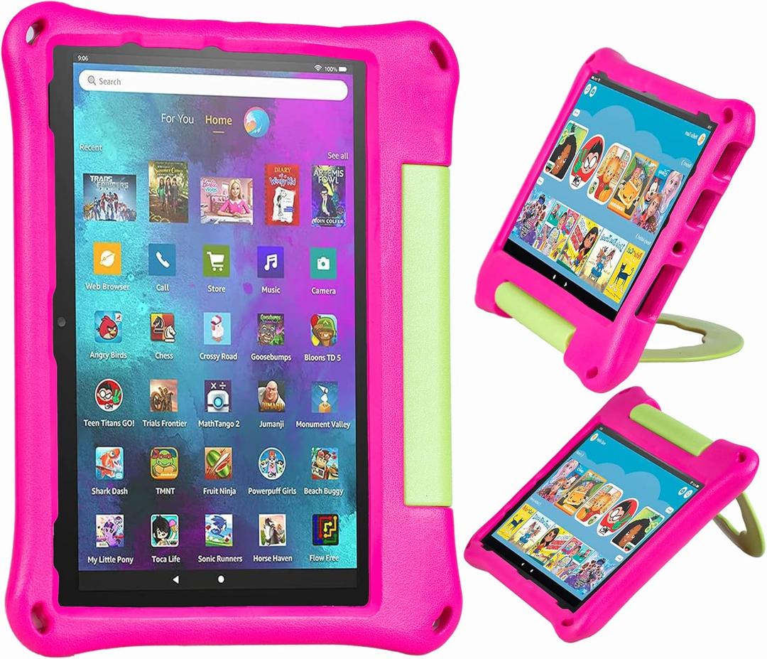 2023 New 10in Tablet Case for Kids(2021/2023 Release 11/13th Generation),OQDDQO Light Weight Anti Slip Shockproof Kids Friendly Case for 10 inch Table Not Compatible ipad Tablet(Rose)