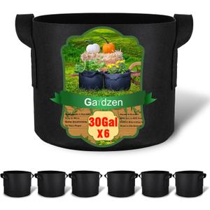 Gardzen 6-Pack 30 Gallon Grow Bags, Aeration Fabric Pots with Handles, Heavy Duty Cloth Pots for Plants