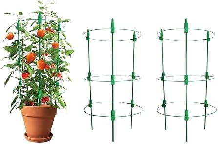 HTWNK Adjustable Tomato Plant Support Cages. 2 Pack 36 Inch Tomato Plant Stakes for Climbing Plants,Vegetables，Flowers，Fruit.