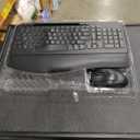 SABLUTE Wireless Keyboard and Mouse Combo - Ergonomic Wave Keyboard with Soft Leather Wrist Rest, Phone Holder, Rechargeable, RGB Backlit Mouse, Full-Size Set for Windows/ Mac/ Computer (Black)