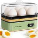Evoloop Rapid Egg Cooker Electric 6 Eggs Capacity, Soft, Medium, Hard Boiled, Poacher, Omelet Maker Egg Poacher With Auto Shut-Off, BPA Free (Green)