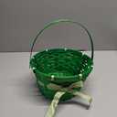 Woven Bamboo Easter Basket with Handle, Round Shape, Purple 1 ct (Green)