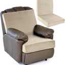 HOMBYS Foam Recliner Chair Cushions for Elderly, 4" Thick Chair Pads with Back Support for Office, Non-Slip Medium Firm Seat Cushion with Lumbar Pillow (Light Khaki, 21.5" Backrest)