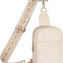MoKo Vegan Leather Sling Bag - Small Trendy Casual Detachable Shoulder Strap Crossbody Bags for Women and Men Hiking Travel