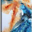 Orange Blue Canvas Wall Art Abstract Modern Painting Blue and Orange Pictures Colorful Pastel Wall Art Abstract Blue Poster Navy Blue and Orange Pictures Abstract Watercolor Print 16x24inch No Frame (16L" x 24W")