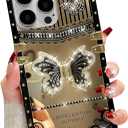 Changjia Glitter Kickstand Case for iPhone 16 Pro,Cute Luxury Bling Sparkly Rhinestones Butterfly Foldable Stand Elegant Mirror Shockproof Protective Case for Women Girls for iPhone 16 Pro 6.3", Black