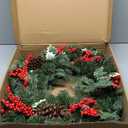 24 Inch Christmas Wreath, Artificial Christmas Wreath for Front Door, Decorated with Cypress Leaves, Christmas Flowers, Red Berries, Atmosphere Balls, Suitable for Indoor and Outdoor (Chrismats Wreath 19)