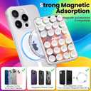 Anteel Magnetic Suction Cup Phone Case Mount with Built-in Mirror, Magnetic Back with Additional Mirror Effect, Thickened and Enhanced Suction Power Sticky Phone Grip, 2.56" x 3.94" (White)