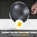 13 Inch Nonstick Frying Pan,Stainless Steel Frying Pan, Skillet with lid Suitable for Induction,Ceramic,Gas Cooktops and Ovens