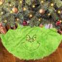 Christmas Tree Skirt Decoration Plush Faux Fur Christmas Tree Skirt Green Tree Skirt for Xmas Holiday Christmas Decorations 48 inches