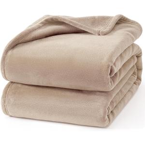 Hansleep Twin Light Camel Fleece Blanket, Soft Flannel Bed Blanket | Fuzzy Cozy Blanket 60x80 Inches, Multi-use for Bed, Sofa, Couch, Travel, Camping, All Season Warm Lightweight Cover