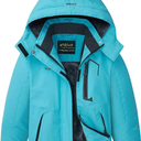 WICKHAM Girl's Waterproof Ski Jacket Winter Warm Fleece Lined Snow Windproof Jackets Removable Hood Ski Coat for Kids 8 years